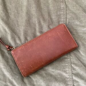 Madewell Continental Brown Leather Zipper Wallet